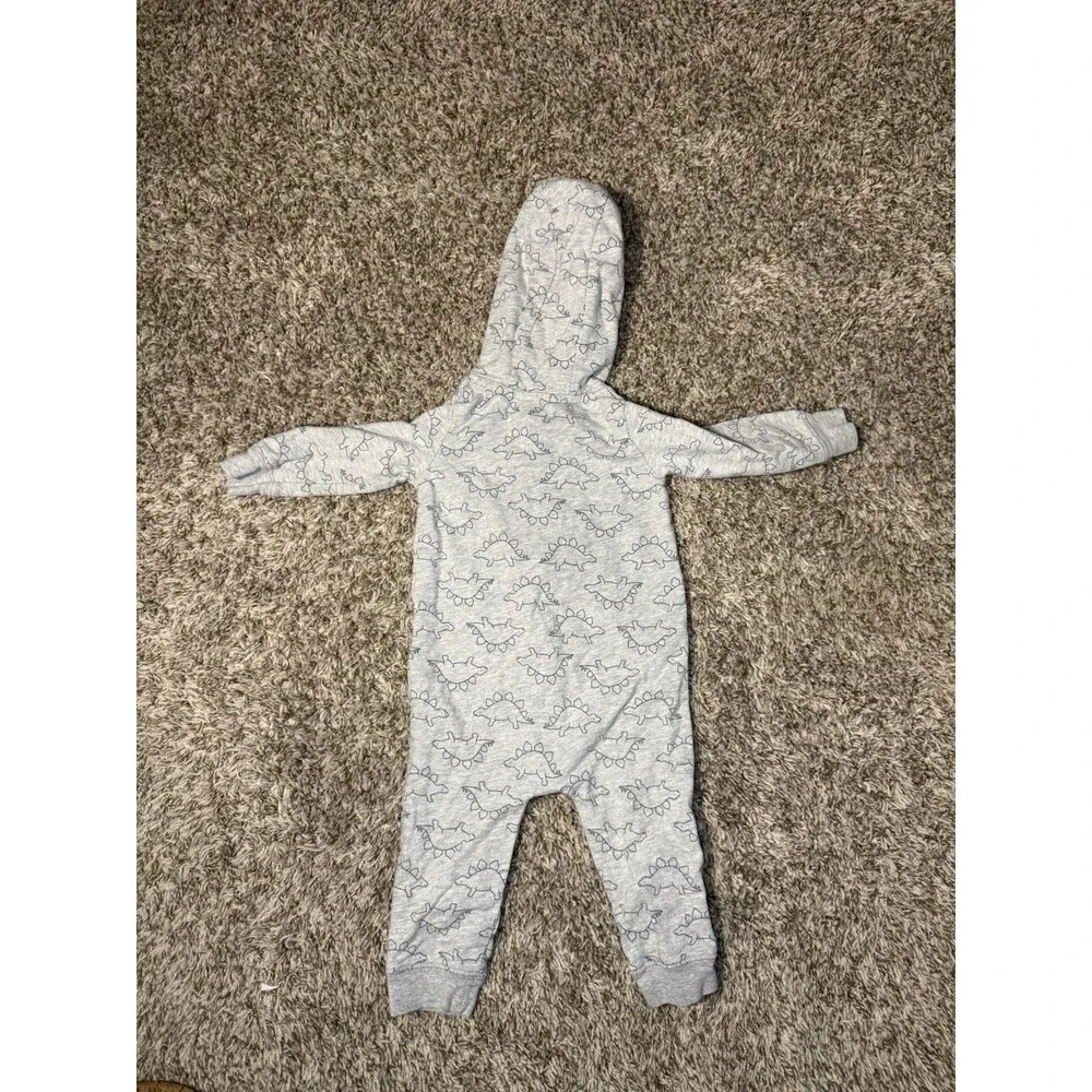 Carter’s Just One You Baby Dino Hooded Zip Romper Gray Dinosaur 9M